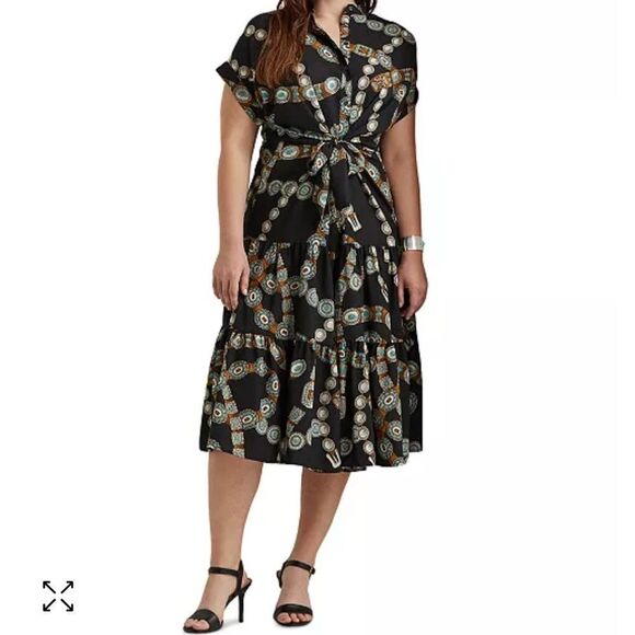 Polo Ralph Lauren Dresses & Skirts - Lauren Ralph Lauren Plus-Size Belt-Print Crepe Shirtdress